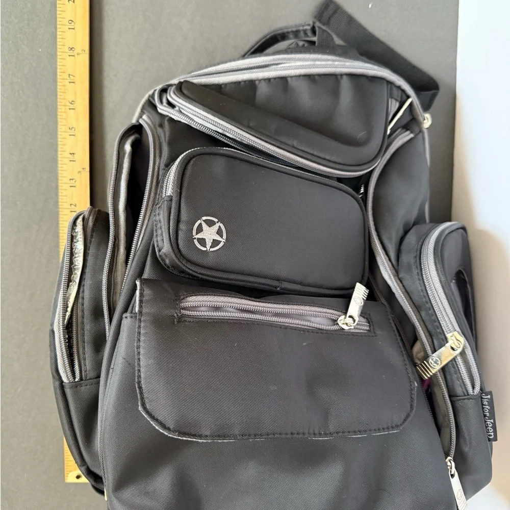 Sleek Black Multi-Pocket Baby Diaper Backpack black
